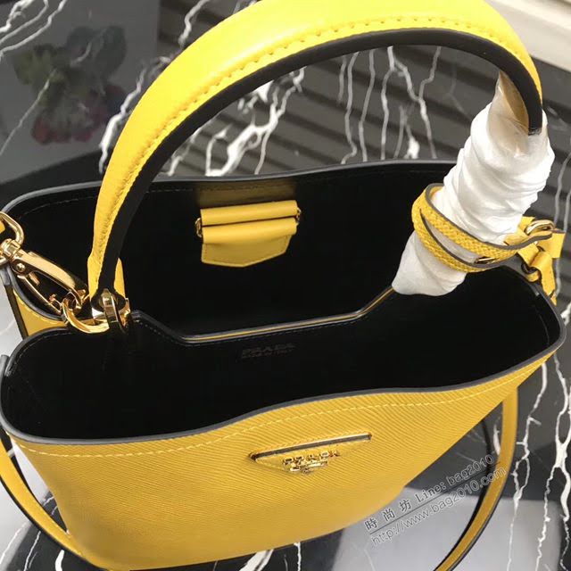 prada女包 普拉達專櫃最新款手提肩背包 1BA217 Prada Double Saffiano皮革手袋 Prada進口牛皮水桶包  pyd2177